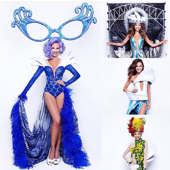 Miss Universe Australia, Monica Radulovic  selection where she opted for the Dame Edna inspired Timothy Cubbo  costume on rig